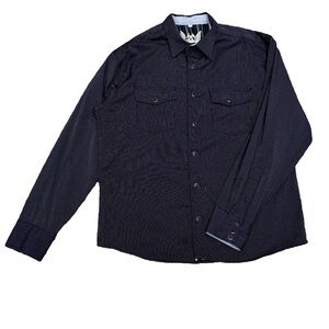 Scully Black Tone on Tone Stripe Shirt Snap Button Western Long Sleeve Medium